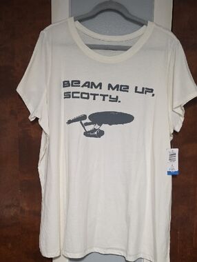 NWT SIZE 3 Torrid Ivory Star Trek Scotty Crew Tee - Graphic Logo